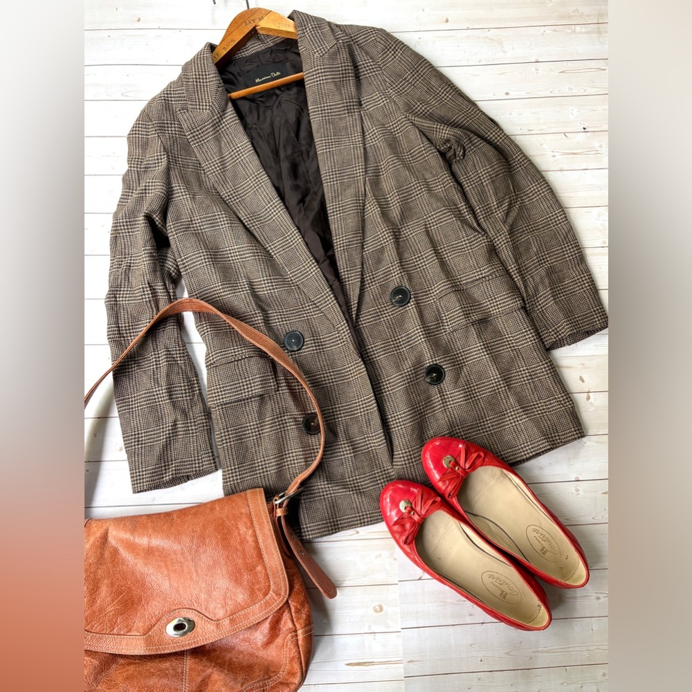 Massimo Dutti wool blend open front blazer
